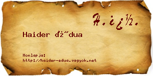 Haider Édua névjegykártya